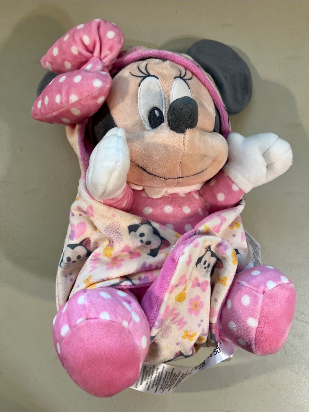 Disney Minnie Mouse Pink Polka Dot Plush with Hooded Blanket